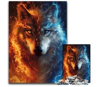 Puzzle Loup de Glace et de Feu pour Adultes 1000 Puzzles Difficiles pour Adultes Jeu Familial Créatif et Décoration d'Intérieur, Cadeau de Noël Parfait pour Les Adolescents 50x75cm/19,68x29,52 Pouces