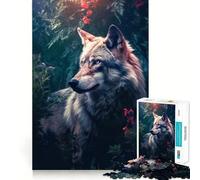 Puzzle Loup de la Nuit 1000 Pièces Jeu Stimulant Le Cérébral Ajustement Parfait Zéro Espace Divertissement Confortable à l'Intérieur pour Tous (38x52cm)