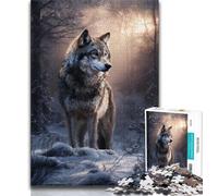 Puzzle Loup Debout dans la Neige, 1 000 pièces, pour Adolescents, Cadeaux, Aide Le Cerveau à exercer, Jouets addictifs pour cultiver la Patience, Convient aux Couples (38x26cm)