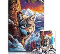 Puzzle Loup des Neiges 1000 pièces pour Adolescents et Adultes, Anti-Stress, défi Difficile, renforce l'amour Entre Couples 38x26cm