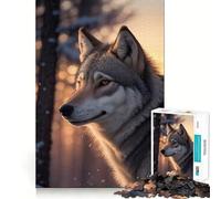 Puzzle Loup des Neiges Lever de Soleil pour Adultes 1000 pièces Stimule la mémoire Jeu de Groupe Modèle Assembler Surprise de Noël (50x75cm)
