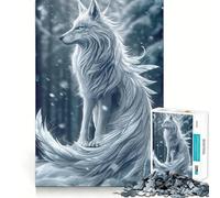 Puzzle Loup d'hiver Blanc 1000 Pièces Jeu de Construction Focus Assemblage Solide et Sécurisé Jouet de Loisirs Intérieurs pour Les Fêtes (50x75cm)