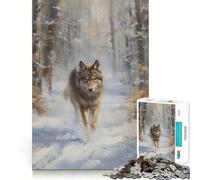 Puzzle Loup d'hiver Qui Approche 1000 pièces,Jeu de logique et de réflexion,découpe Experte,Artisanat de précision,Exercice Mental Calme à Faire à la Maison (38x26cm)