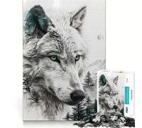 Puzzle Loup Double Exposition 1000 Pièces pour Adolescents Stimulation Cognitive Amusant Emboîtement Solide Pas de Pièces Perdues Une Façon Captivante de Passer des Heures Libre (50x75cm)