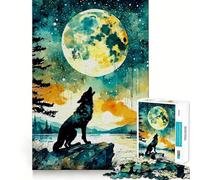 Puzzle Loup Double Exposition pour Adultes 1000 Pièces Jeu de Réflexion et d'Aptitude Découpe de Haute Précision Défi Divertissant pour Les Temps Libres (38x52cm)