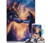 Puzzle Loup du Ciel Nocturne pour Adultes 1000 Pièces, Aide Le Cerveau à Exercer des Jouets Addictifs pour Cultiver la Patience, Superbe Cadeau 38x26cm