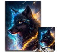 Puzzle Loup Éclair Noir 1000 pièces Puzzles pour Adultes Parfait pour Les réunions de Famille, Les Anniversaires, Les Vacances 26x38cm/10,23x14,96 Pouces