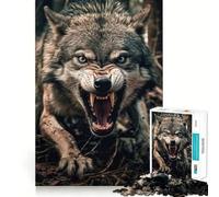 Puzzle Loup en colère 1000 pièces,Jeu de Construction,Ajustement Parfait,activité gratifiante pour Les Jours de Pluie (38x52cm)