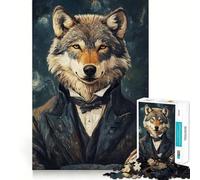 Puzzle Loup en Costume pour Adolescents 1000 pièces Jeu Stimulant l'esprit Pièces nettes et sans bavures Facile à Apprendre Plaisir en Famille (38x52cm)