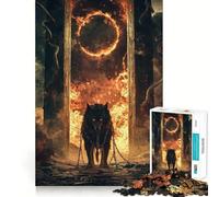 Puzzle Loup en Flammes pour Adultes 1000 Pièces Stimule la Concentration Jeu Amusant Taille Uniforme Pièces Précises Activité de Renforcement des Liens Sociaux (38x26cm)