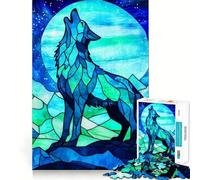Puzzle Loup en Vitrail 1000 Pièces pour Adultes Stimule la Mémoire Détend l'esprit Bordure Précise Liste de Souhaits du Père Noël 38x52cm