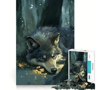 Puzzle Loup endormi dans la forêt 1000 pièces pour Adolescents, activité de réflexion à Faire à la Maison, Bords précis, Cadeau Festif 38x26cm