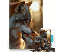 Puzzle Loup et Chiot 1000 pièces,Jeu de réflexion Amusant,sans Espace,Assemblage précis, pour Les réunions de Famille (38x26cm)