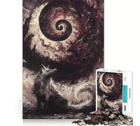 Puzzle Loup et Galaxie Spirale 1000 Pièces Jeu de mémoire Découpe Laser de qualité supérieure Activité captivante pour des soirées tranquilles (50x75cm)