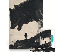 Puzzle Loup et Homme 1000 Pièces Jeu de réflexion Amusant Conception sans Espace Emboîtement Parfait pour Les réunions de Famille (38x52cm)