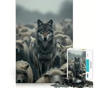 Puzzle Loup et Mouton Chasseur de 1000 pièces Jeu de réflexion Pièces précises et sans Couture Activité familiale Amusante en soirée (38x52cm)
