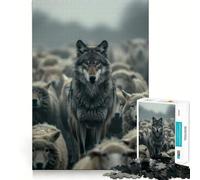 Puzzle Loup et Mouton Chasseur pour Adolescents 1000 Pièces Jeu de réflexion Découpe Laser pour Un Assemblage Parfait Exercice Mental Calme à la Maison (50x75cm)