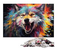 Puzzle Loup Fantastique Coloré 1000 Pièces pour Adultes Décoration Puzzle Jouets Bon Cadeau pour Adolescents de 14 Ans et Plus 1000 PCS (75x50cm)