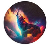 Puzzle Loup Fantastique pour Adultes Puzzle Rond 1000 Pièces Activité Familiale, Casse-tête, Décoration Intérieure, Cadeau de Vacances 67,5x67,5cm