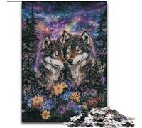 Puzzle Loup Fleur pour Adultes 1000 Pièces, Jeu Intellectuel, Collection Artistes, Beaux-Arts (Taille 26x38cm)