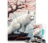 Puzzle Loup Fleurs de Cerisier 1000 Pièces Jeu Cognitif Amusant Structure à Emboîtement Précise Activité de Renforcement des Liens Sociaux (38x52cm)