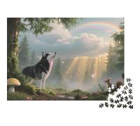 Puzzle Loup Forêt 1000 Pièces en Papier pour Adultes Entraînement Cérébral Animal Paysage Puzzle Déco Murale Éducatif 52x38cm/1000pcs