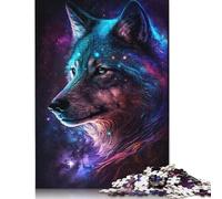 Puzzle Loup Galaxie Couleur 1000 Pièces pour Adultes Puzzles en Bois Exercice Cérébral Jeu de Défi Divertissement Cadeaux Adolescents Activité Familiale 1000pcs (75x50cm)