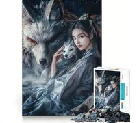 Puzzle Loup Gardien Esprit 1000 Pièces pour Adultes Jeu de Mémoire Amusant Découpe Expert Activité de Groupe Relaxante en Intérieur (50x75cm)