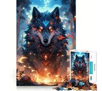 Puzzle Loup Gardien Esprit 1000 Pièces pour Adultes Jeu de Mémoire Stimulant Qualité Professionnelle Activité de Découpe Réconfortante à Partager (38x26cm)