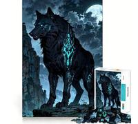 Puzzle Loup Gardien Mystique avec Marques Lumineuses pour Adultes, 1000 Pièces, Jeu de Concentration et de Détente, Bord Fin, Cadeau du Père Noël (38x26cm)