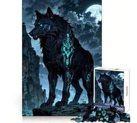 Puzzle Loup Gardien Mystique avec Marques Lumineuses pour Adultes, 1000 Pièces, Jeu de Concentration et de Détente, Bord Fin, Cadeau du Père Noël (38x26cm)