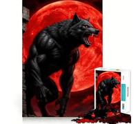 Puzzle Loup-Garou Hurlant à la Lune de Sang 1000 pièces Jeu Amusant et Facile à remémorer Pièces nettes et sans bavures Jeu Portable et Pratique pour Les Voyages (38x26cm)