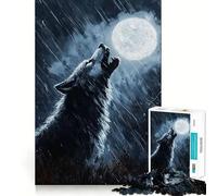 Puzzle Loup-Garou Hurlant sous la Pluie pour Adultes,1000 pièces,Jeu de mémoire et de réflexion,découpe Laser pour Un Assemblage Parfait,Cadeau Unique pour soulager Le Stress (38x26cm)