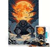 Puzzle Loup-Garou Hurlement de Lune 1000 pièces Jeu de réflexion créatif Découpe Nette Composants Robustes Idéal pour Les Voyages (50x75cm)