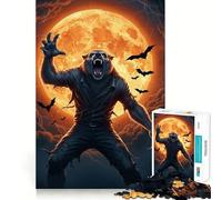 Puzzle Loup-Garou Hurlement de Lune 1000 pièces pour Adultes Jeu de mémoire Amusant Assemblage sûr et Solide Activité Nocturne familiale (50x75cm)