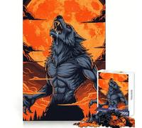Puzzle Loup-Garou Hurlement de Lune pour Adolescents 1000 Pièces Stimule la mémoire Loisirs apaisants Assemblage sans Couture Cadeau de Noël Chaleureux (38x26cm)
