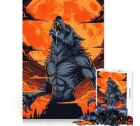 Puzzle Loup-Garou Hurlement de Lune pour Adultes 1000 pièces Stimulation créative et Anti-Stress Amusant Bords précis Idée Cadeau de Noël (50x75cm)