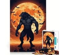 Puzzle Loup-Garou Lune Animaux 1000 Pièces Découpe Laser pour Un Assemblage Parfait Activité de Partage et de Concentration Amusante à Partager en Famille (38x52cm)