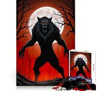 Puzzle Loup-Garou Noir sous la Pleine Lune, 1000 pièces, pour Adolescents, Stimulant l'esprit, Passe-Temps paisible, Bords réguliers, Cadeau mémorable (50x75cm)