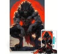Puzzle Loup-Garou sous la Lune de Sang 1000 pièces Entraînement Mental Amusant Découpe Nette Composants Robustes Divertissement captivant pour Un Confort Douillet à la Maison (38x26cm)