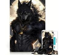 Puzzle Loup-Garou sous la Pleine Lune 1000 pièces Jeu de Concentration mentale Conception sans Espace Défi cérébral interactif pour la Maison (38x52cm)