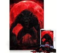 Puzzle Loup-Garou sous Une Lune de Sang 1000 pièces pour Adultes Stimulation mentale, apaisement et Divertissement Bords réguliers Cadeau attentionné (50x75cm)