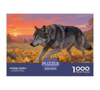Puzzle Loup Gris Qui Compte 1000 Pièces pour Adultes,Champ d'automne Un Jeu De Dexérité Très Difficile Puzzle Éducatif l'art De La Décoration Moderne 70x50cm/1000pcs
