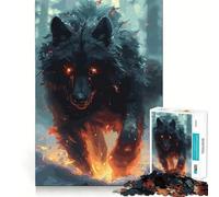 Puzzle Loup Horreur 1000 Pièces pour Adultes Jeu de Mémoire Amusant Découpe Expert Activité de Groupe Relaxante en Intérieur (50x75cm)