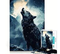 Puzzle Loup Hurlant 1000 Pièces Jeu Cognitif Amusant Structure à Emboîtement Précise Activité de Renforcement des Liens avec Les Êtres Sociaux (38x52cm)