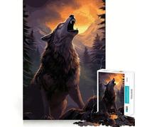Puzzle Loup Hurlant 1000 Pièces Jeu Cognitif Amusant Structure à Emboîtement Précise Activité de Renforcement des Liens avec Les Êtres Sociaux (38x52cm)