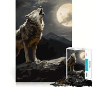 Puzzle Loup Hurlant 1000 Pièces Stimule la Concentration Jeu de Découpe Laser Avancée Idéal pour Les Voyages Cadeau Cérébral (38x26cm)