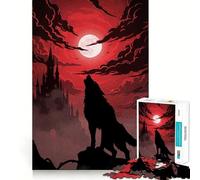Puzzle Loup Hurlant à la Lune 1000 Pièces Adultes Jeu de Concentration Mentale Découpe Laser de Qualité Supérieure Activité Scolaire Familiale Amusante (50x75cm)