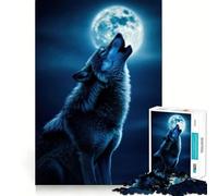 Puzzle Loup Hurlant à la Lune 1000 Pièces Jeu de Réflexion Pièces Précises à Assembler sans Couture Activité Amusante en Famille (38x26cm)