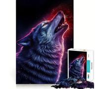 Puzzle Loup Hurlant aux Étoiles pour Adultes 1000 Pièces Jeu Stimulant l'esprit Pièces Précises et sans Couture Activité de Groupe Relaxante en Intérieur (50x75cm)